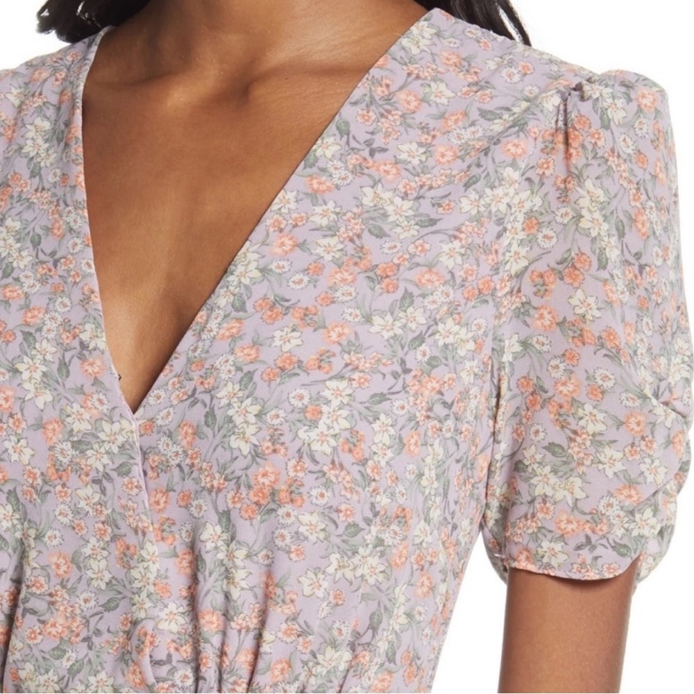 FLORET STUDIOS Tiered Ruffle Midi Dress in Lavender Multi Medium - Picture 3 of 11